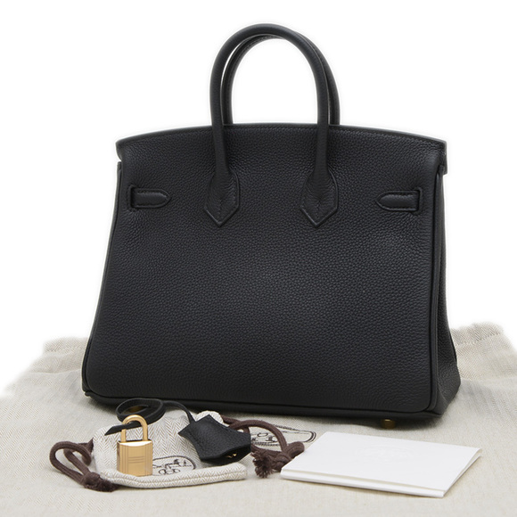 Hermes Herms Birkin 25 Handbag, Togo Black, Champagne Gold Hardware, K Stamp - Picture 2 of 7